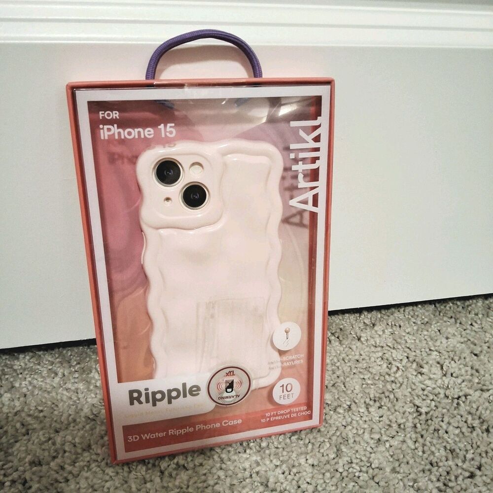 Artikl 3D Water Ripple Anti-Scratch iPhone 15 Cellphone Case Pink New w/ Tag